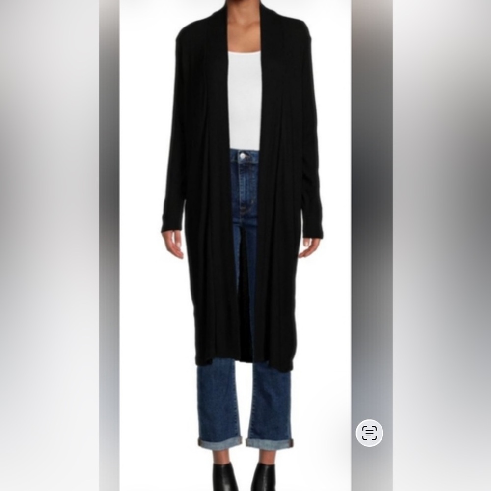 100% Merino wool Banana Republic  Black  open Long Knit Cardigan